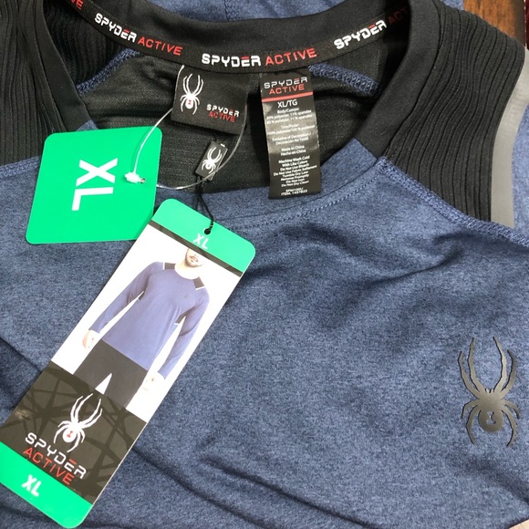 Spyder active men’s T-shirt crewneck long sleeves pull over blue. XL - Picture 3 of 3